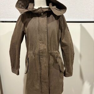 Roots Olive Cotton Parka Jacket Unisex Hooded